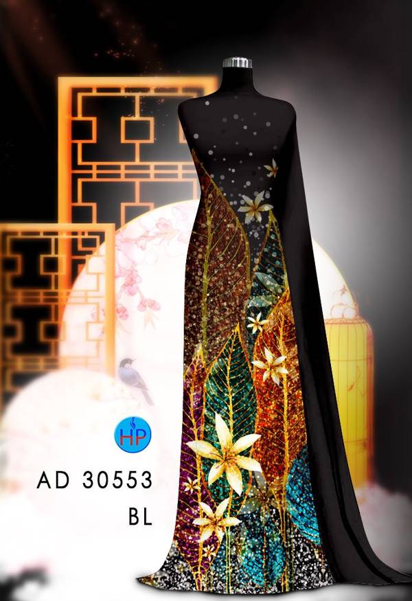 Vải Áo Dài Hoa In 3D AD 30553 8